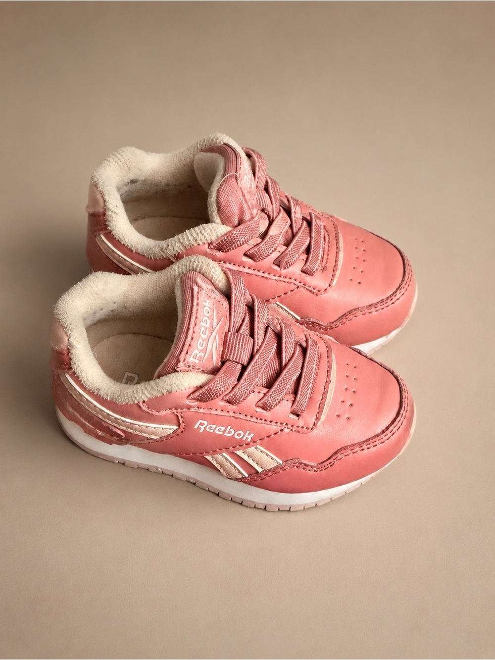 Reebok Kids Pink Leather Lace-Up Sneakers